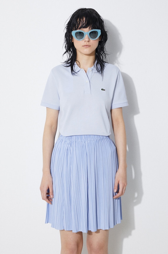 Lacoste polo bawełniane damskie gładkie niebieski PF7839
