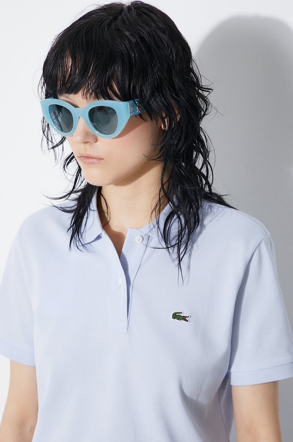 Lacoste polo bawełniane damskie PF7839 niebieski