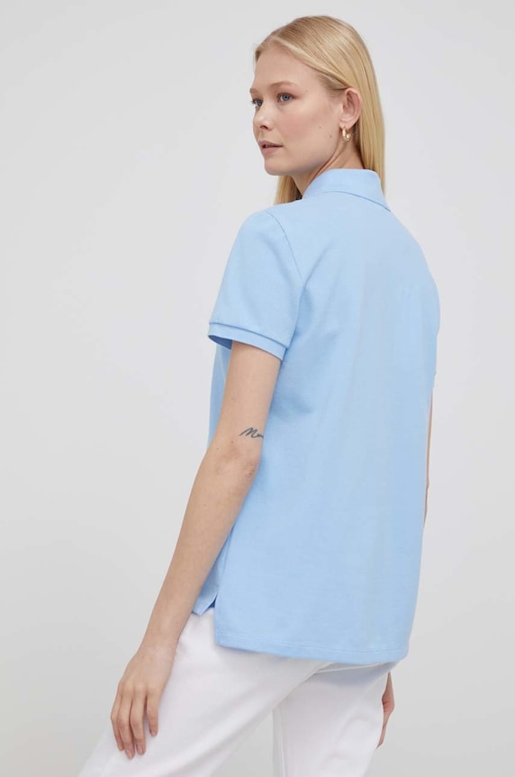 Odzież Lacoste polo damskie bawełniane PF7839 niebieski