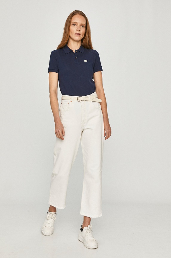 Lacoste polo damskie bawełniane PF7839 granatowy SS26