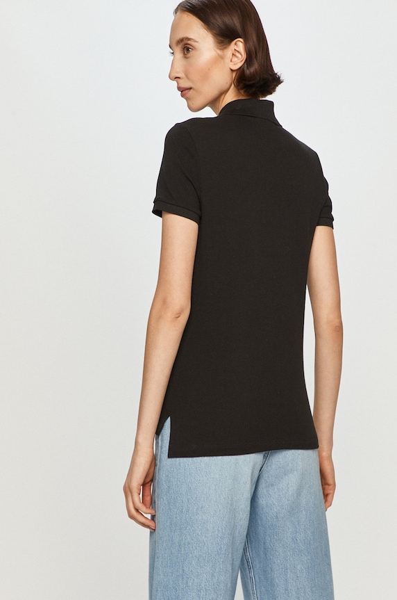 Ρούχα Lacoste πόλο γυναικείο βαμβακερό PF7839 μαύρο