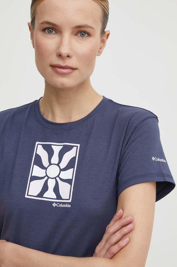 Columbia sportos póló Sun Trek elasztánnal sötétkék 1931753