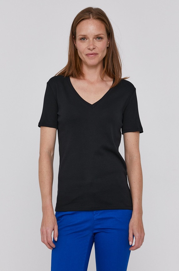 United Colors of Benetton T-shirt bawełniany bawełna czarny 3GA2E4230.100