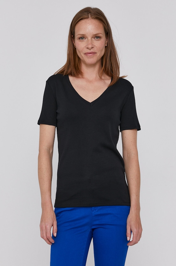 United Colors of Benetton T-shirt bawełniany bawełna czarny 3GA2E4230.100