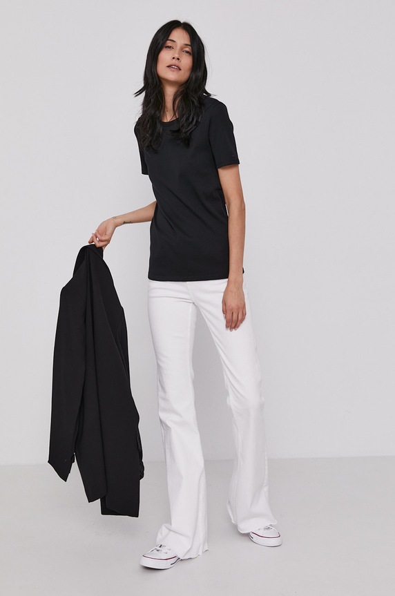 Βαμβακερό μπλουζάκι United Colors of Benetton 3GA2E16A0.100 μαύρο AA00