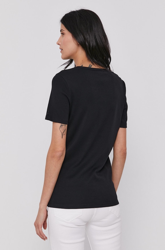 Ρούχα Βαμβακερό μπλουζάκι United Colors of Benetton 3GA2E16A0.100 μαύρο
