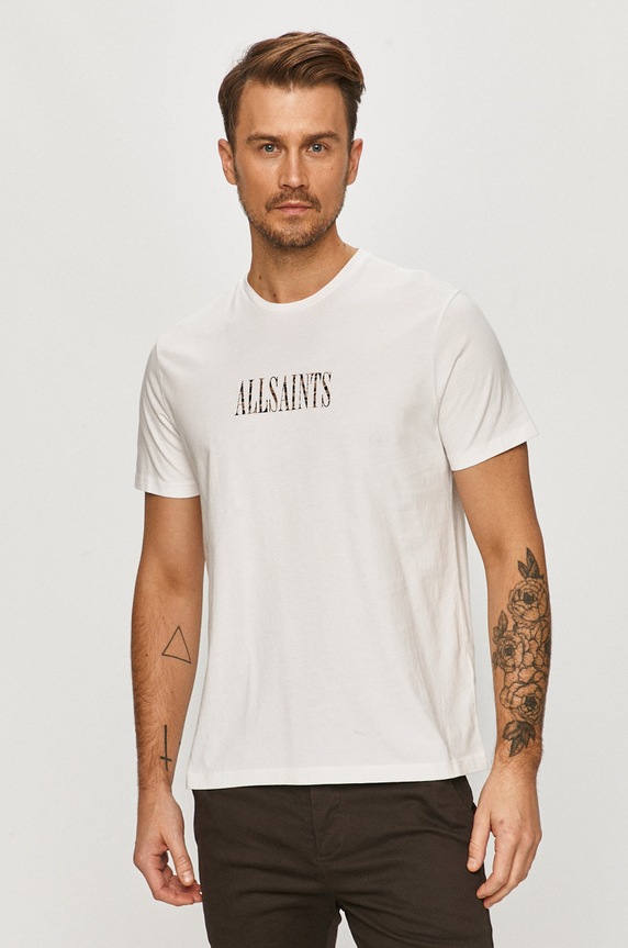 AllSaints - Tricou print alb MG084T