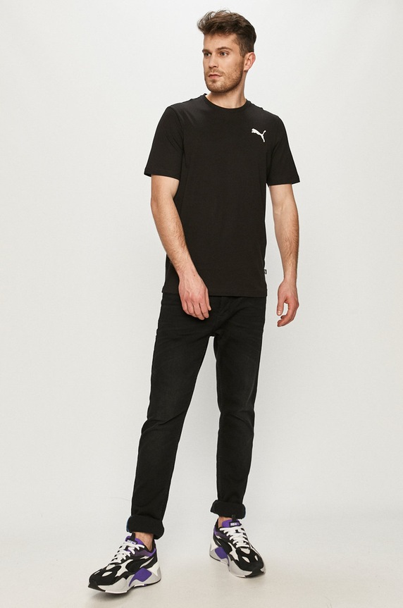 Βαμβακερό μπλουζάκι Puma κανονικό μαύρο 586668