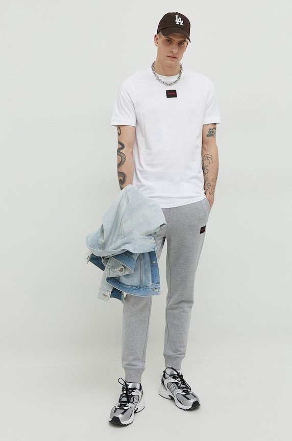 HUGO T-shirt basic męski bawełniany Diragolino212 50447978 biały AA00