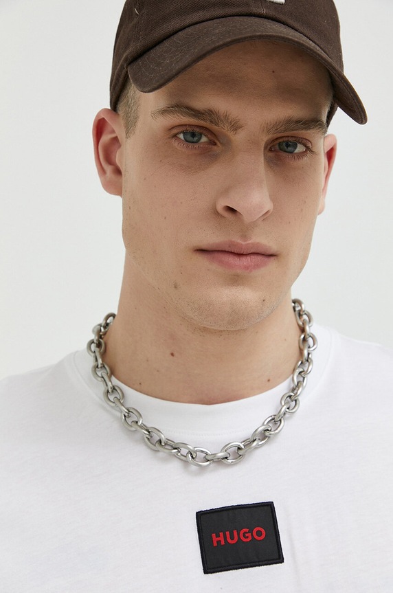HUGO T-shirt basic męski bawełniany Diragolino212 biały 50447978