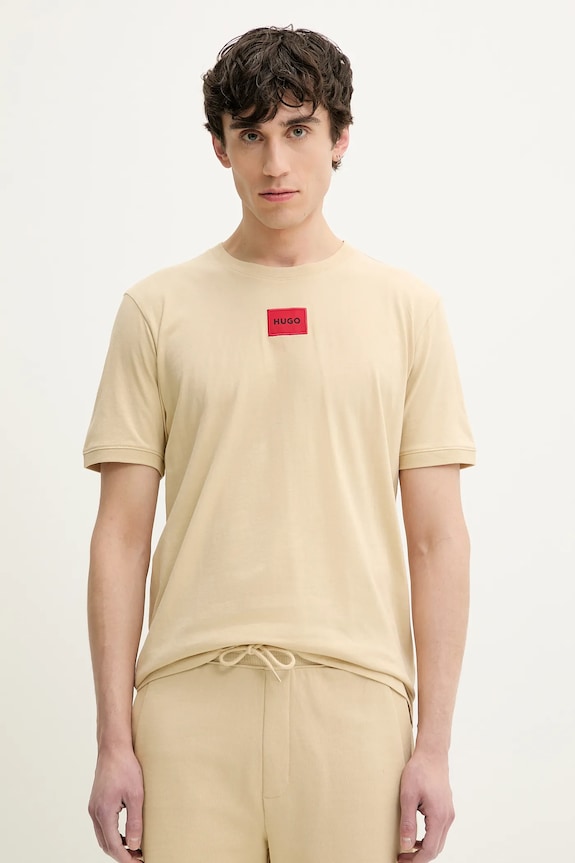 HUGO tricou basic bărbătesc din bumbac Diragolino212 bej 50447978