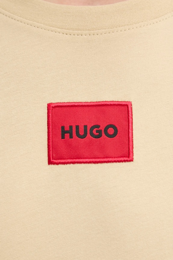 HUGO basic tričko pánske bavlnené Diragolino212 50447978 béžová
