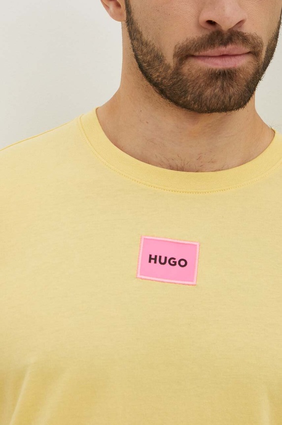 HUGO T-shirt basic męski bawełniany Diragolino212 żółty 50447978