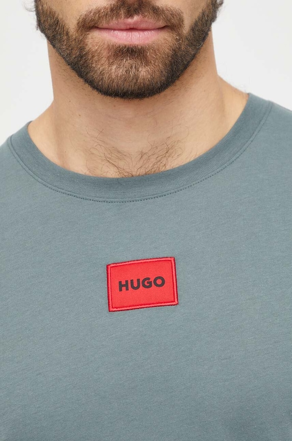 HUGO Βασικό T-shirt Ανδρικό Βαμβακερό Diragolino212 πράσινο 50447978