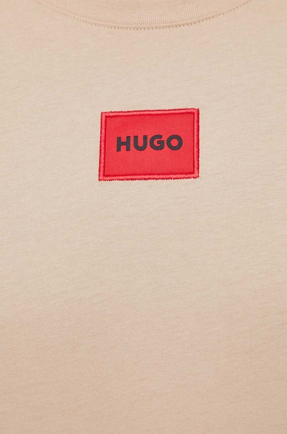HUGO βασικό t-shirt ανδρικό βαμβακερό Diragolino212 μπεζ 50447978