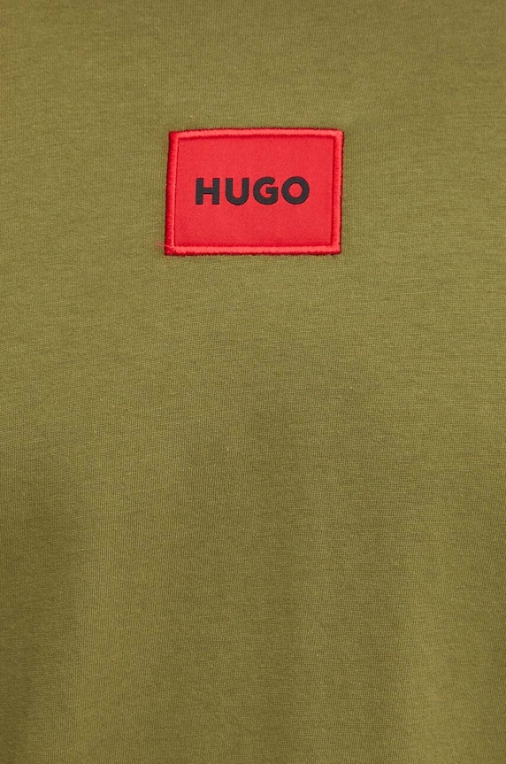 HUGO T-shirt basic męski bawełniany Diragolino212 zielony 50447978