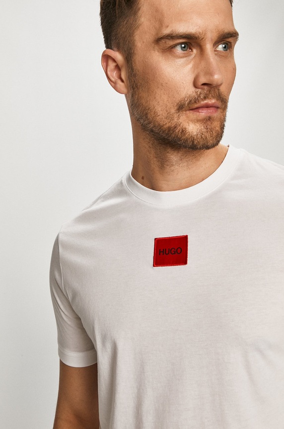 HUGO t-shirt βασικό ανδρικό βαμβακερό Diragolino212 λευκό 50447978