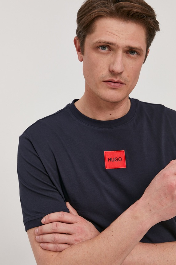 HUGO T-shirt basic męski bawełniany Diragolino212 granatowy 50447978
