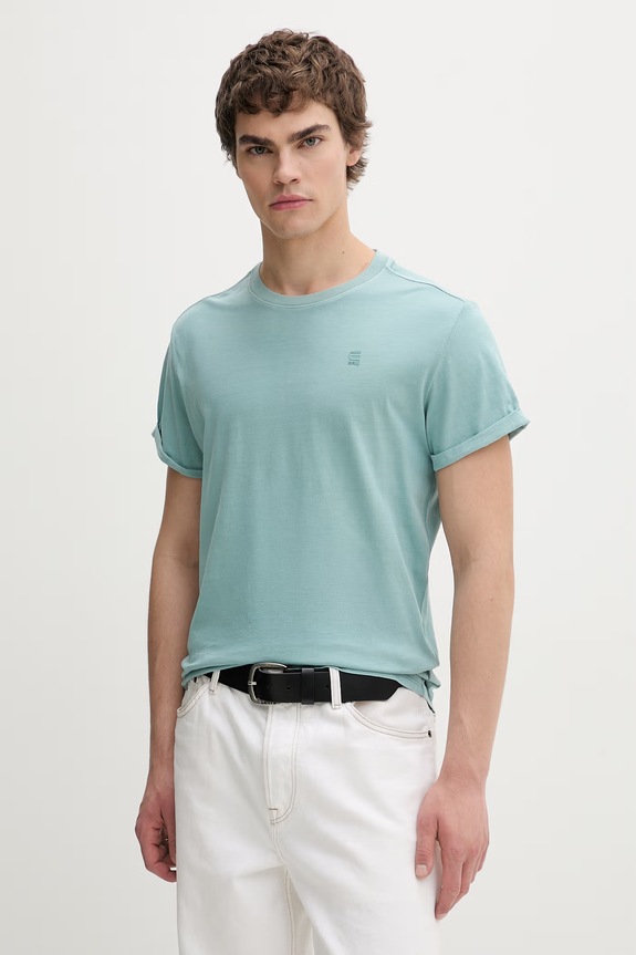 G-Star t-shirt ανδρικό βαμβακερό Lash τιρκουάζ D16396.2653