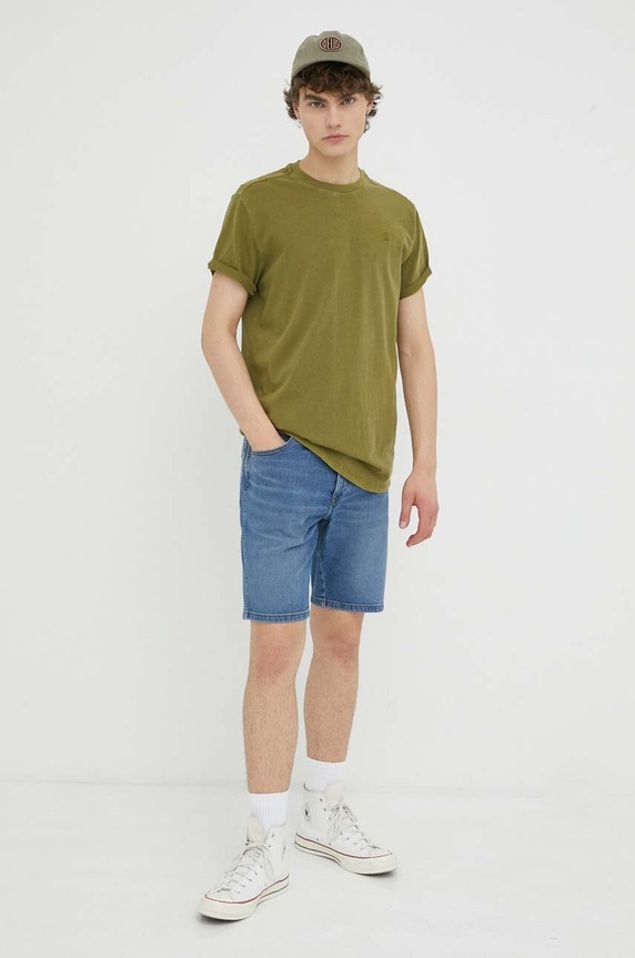 G-Star t-shirt męski bawełniany Lash D16396.2653 zielony AA00