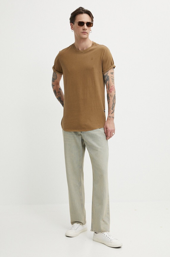 G-Star t-shirt męski bawełniany Lash D16396.2653 brązowy AA00