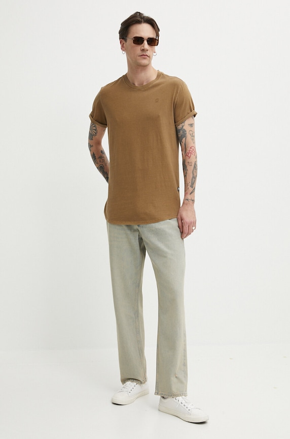 G-Star t-shirt męski bawełniany Lash D16396.2653 brązowy AA00