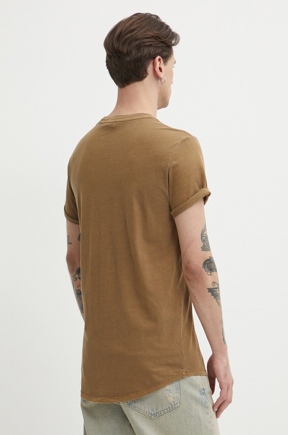 Odzież G-Star t-shirt męski bawełniany Lash D16396.2653 brązowy