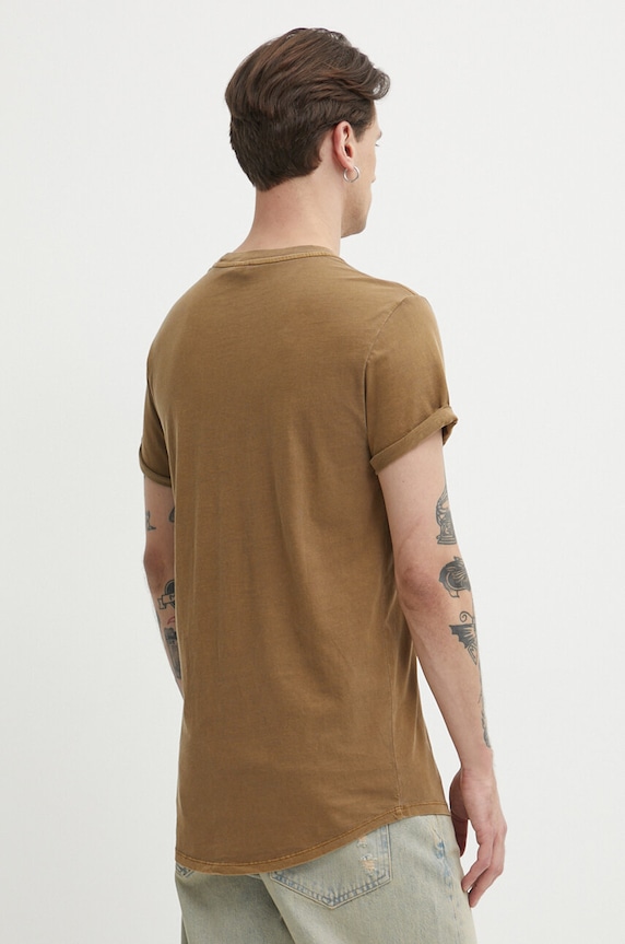 Odzież G-Star t-shirt męski bawełniany Lash D16396.2653 brązowy