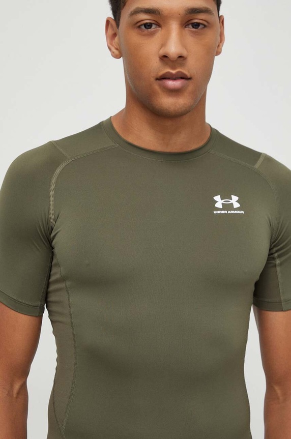 Under Armour t-shirt treningowy męski z elastanem zielony 1361518