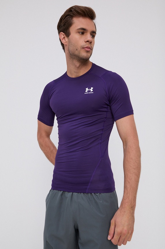 Under Armour t-shirt treningowy męski z elastanem fioletowy 1361518