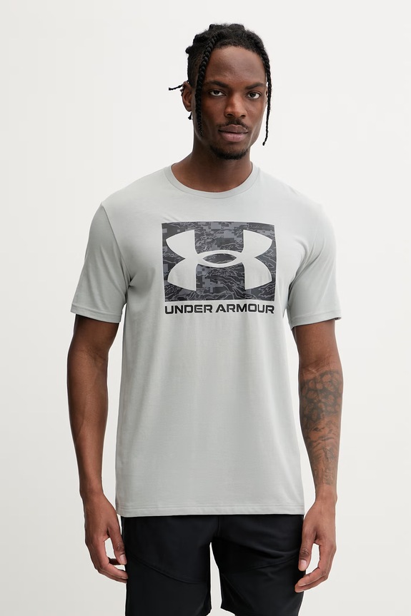 Under Armour t-shirt ανδρικό με βαμβάκι CAMO BOXED LOGO γκρί 1361673