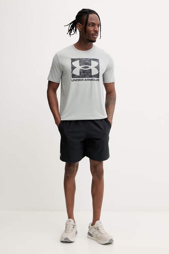 Under Armour t-shirt ανδρικό με βαμβάκι CAMO BOXED LOGO 1361673 γκρί SS26