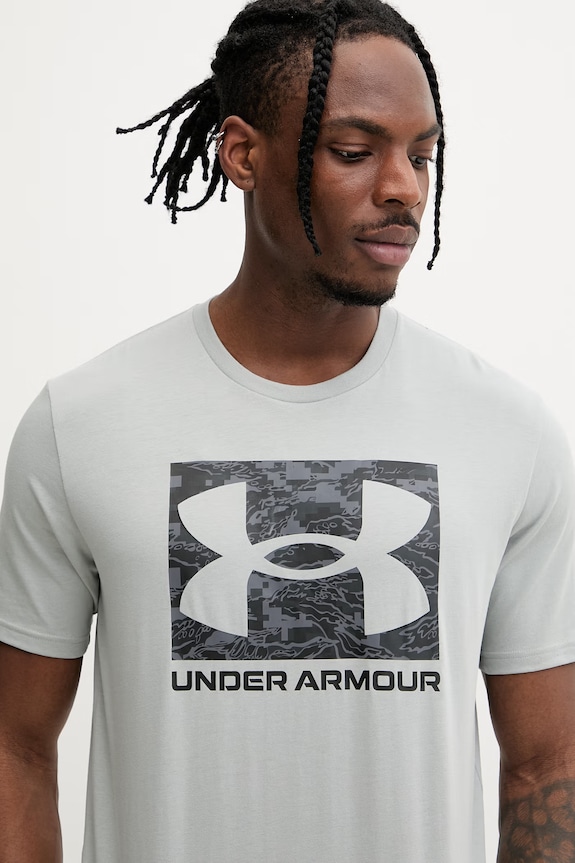 Under Armour t-shirt ανδρικό με βαμβάκι CAMO BOXED LOGO γκρί 1361673