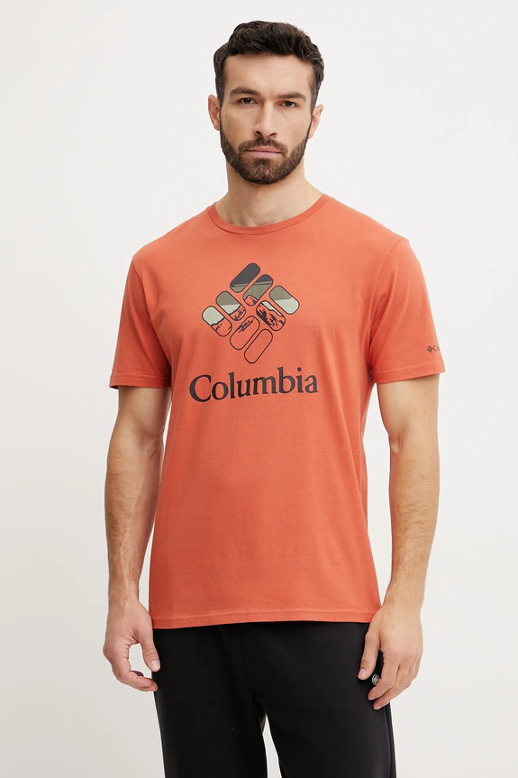 Βαμβακερό μπλουζάκι Columbia πορτοκαλί 1888813