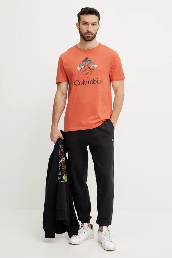 Βαμβακερό μπλουζάκι Columbia 1888813 πορτοκαλί SS25