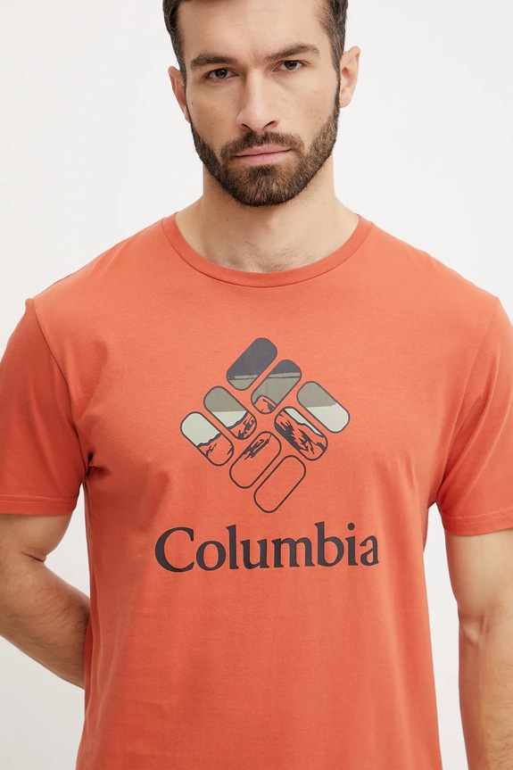 Βαμβακερό μπλουζάκι Columbia πορτοκαλί 1888813