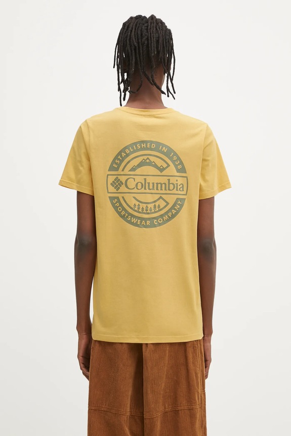 Odzież Columbia t-shirt bawełniany Rapid Ridge Back Graphic 1934824 żółty
