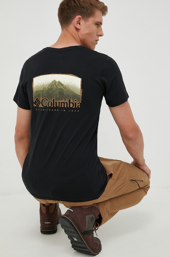 Columbia t-shirt bawełniany Rapid Ridge Back Graphic nadruk czarny 1934824