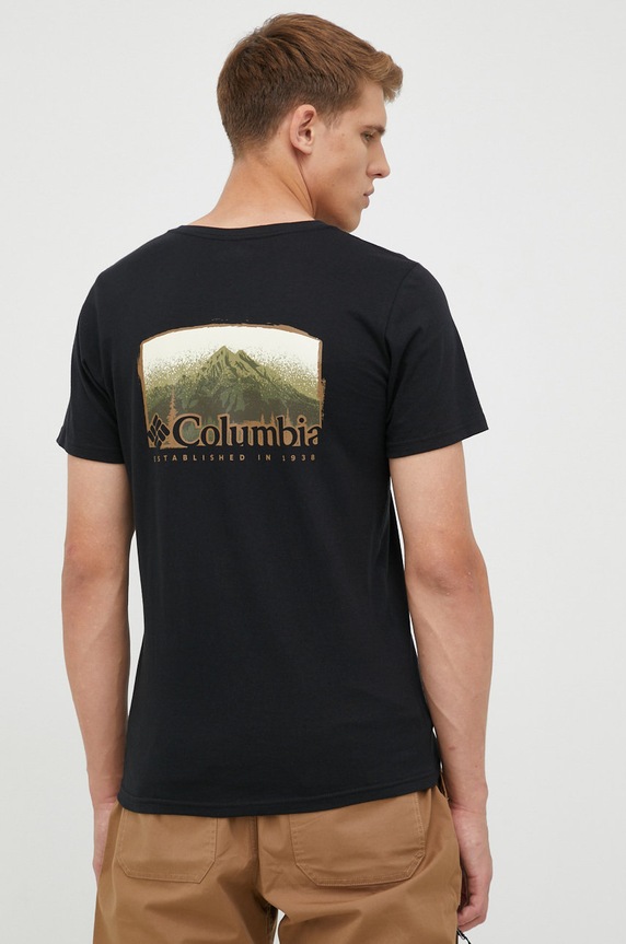 Columbia t-shirt bawełniany Rapid Ridge Back Graphic czarny 1934824