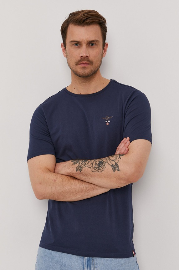 Aeronautica Militare T-shirt lounge z elastanem granatowy AM1UTI001