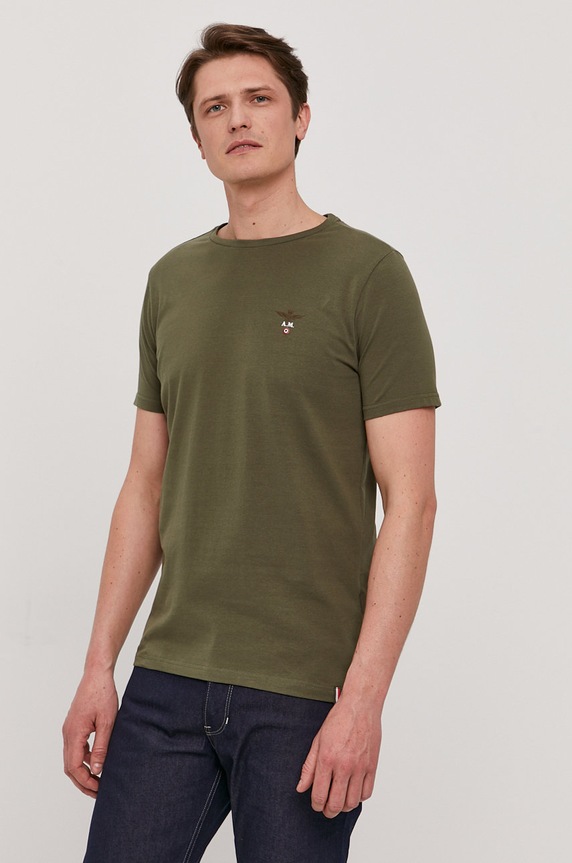 Aeronautica Militare t-shirt lounge elasztánnal zöld AM1UTI001