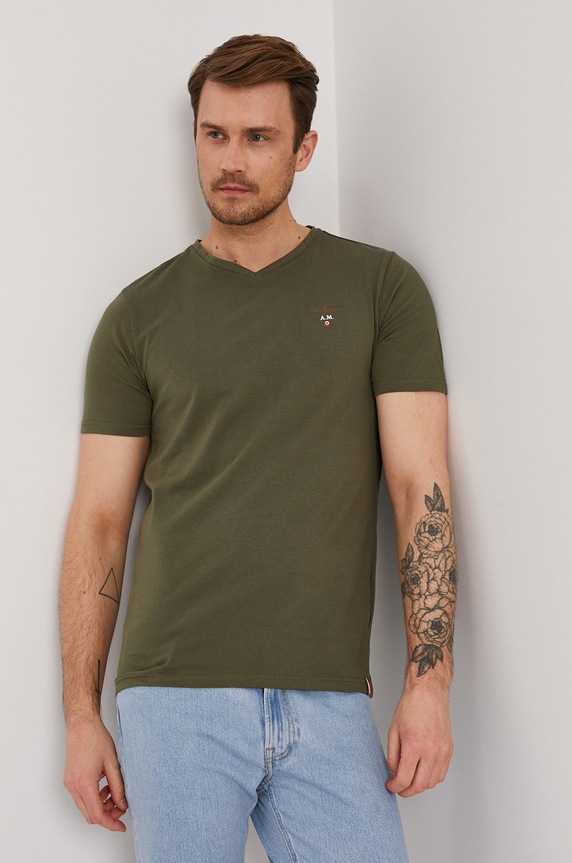 Aeronautica Militare T-shirt z elastanem zielony AM1UTI002