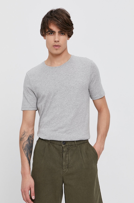 United Colors of Benetton Tricou din bumbac uni gri 3U53J1F15.501