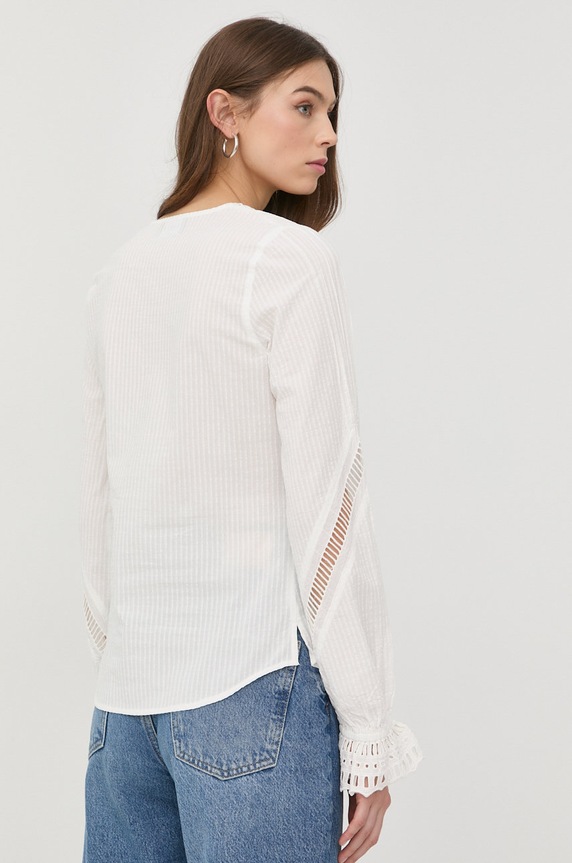 Odzież The Kooples koszula bawełniana FTOP24069K biały