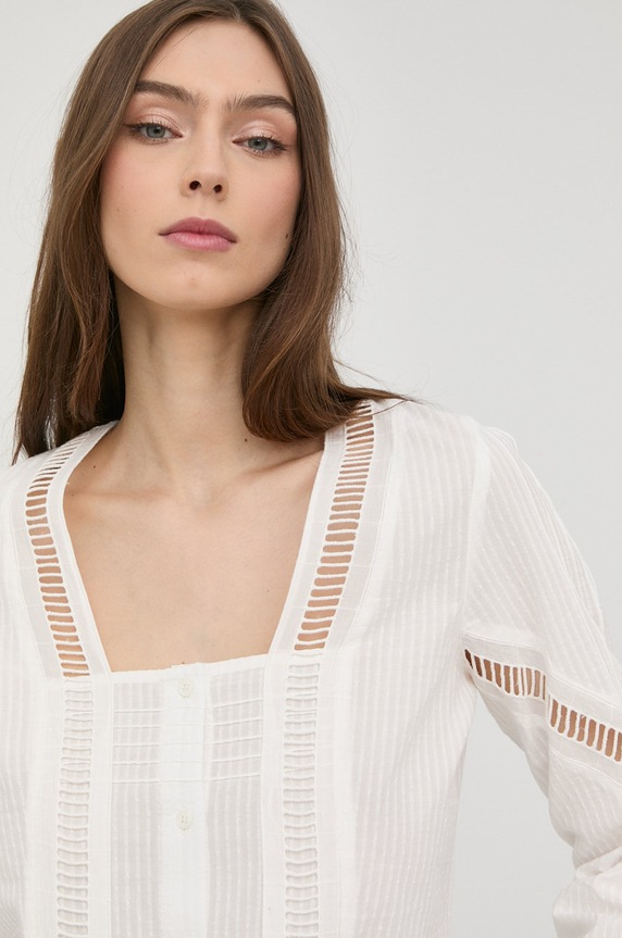 The Kooples koszula bawełniana biały FTOP24069K