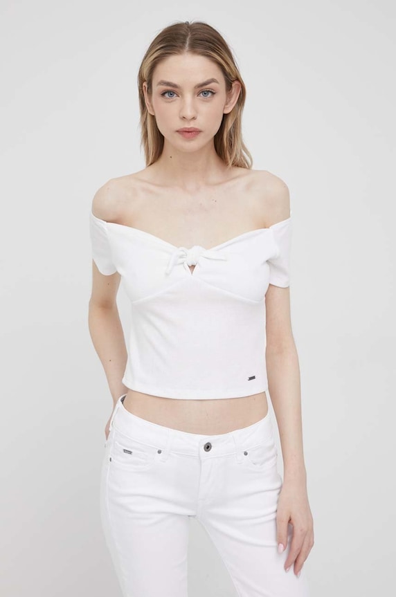 Pepe Jeans bluza Beth uni alb PL505136.800