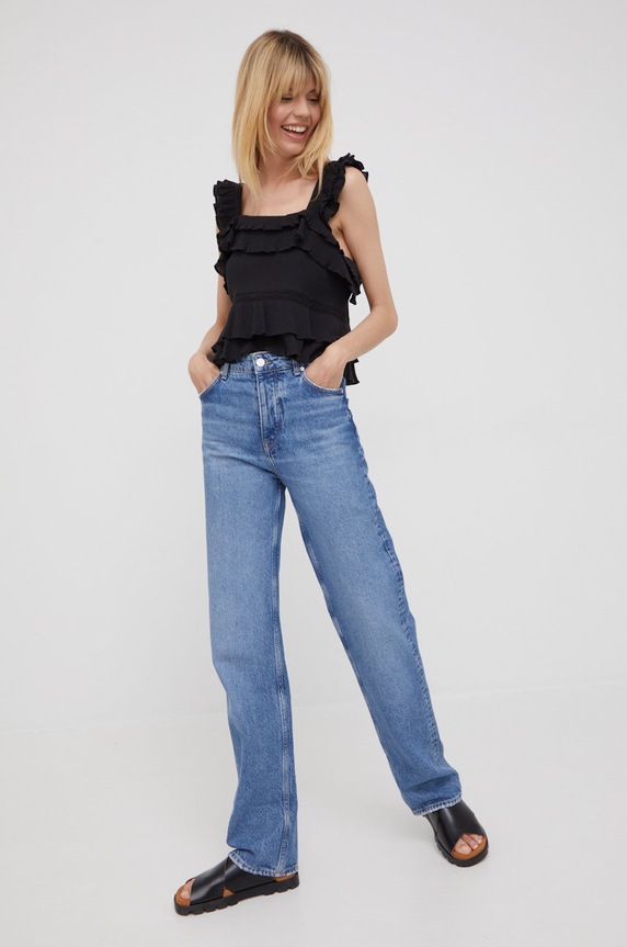 Βαμβακερή μπλούζα Pepe Jeans Nora PL304248.999 μαύρο SS22