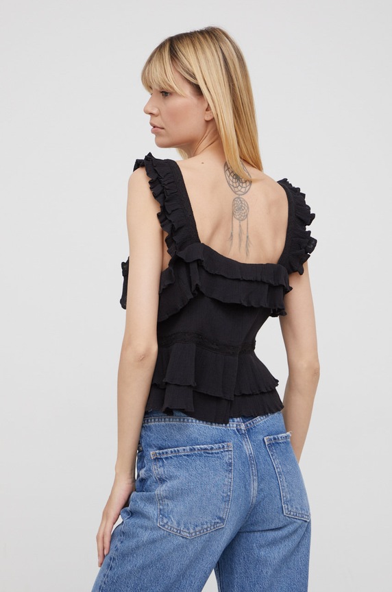 Ρούχα Βαμβακερή μπλούζα Pepe Jeans Nora PL304248.999 μαύρο