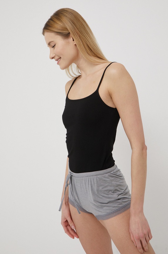 Top πιτζάμας United Colors of Benetton πλεκτό ύφασμα μαύρο 3OP81H139.100