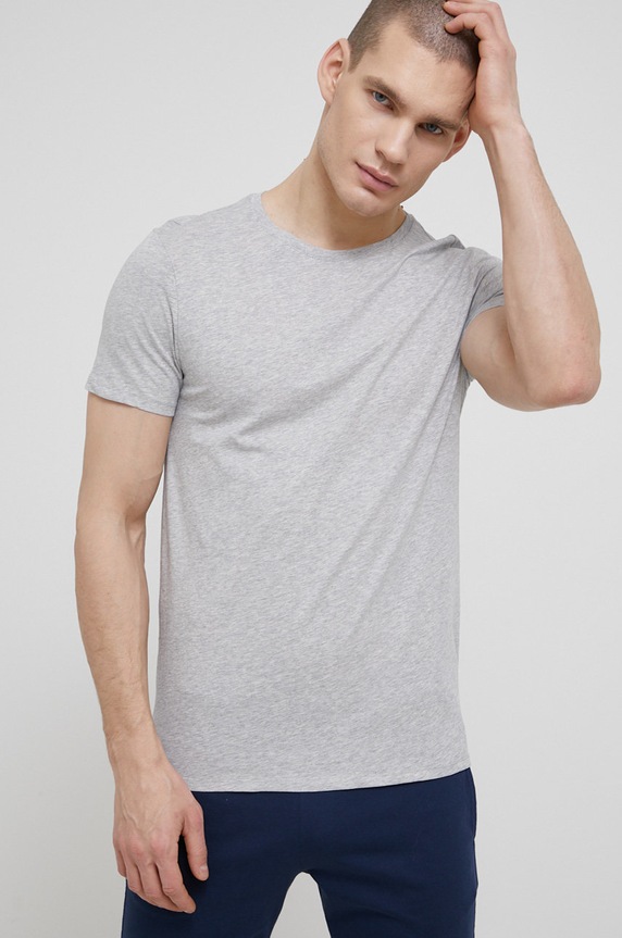 United Colors of Benetton pamut pizsama felső dzsörzé szürke 3BVG2M271.501